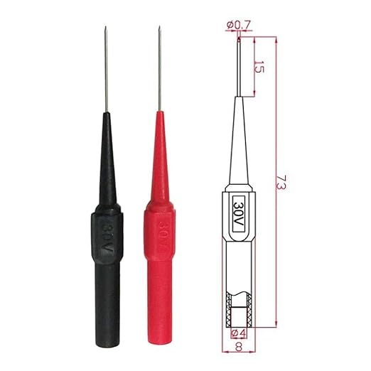 Test Probes Insulation Piercing Needle, Yosoo Sharp Stainless Steel Needle Tipped Tip Multimeter Probes Test Leads Flexible Silicon Back Probe Pin for Multimeters 1 Pair