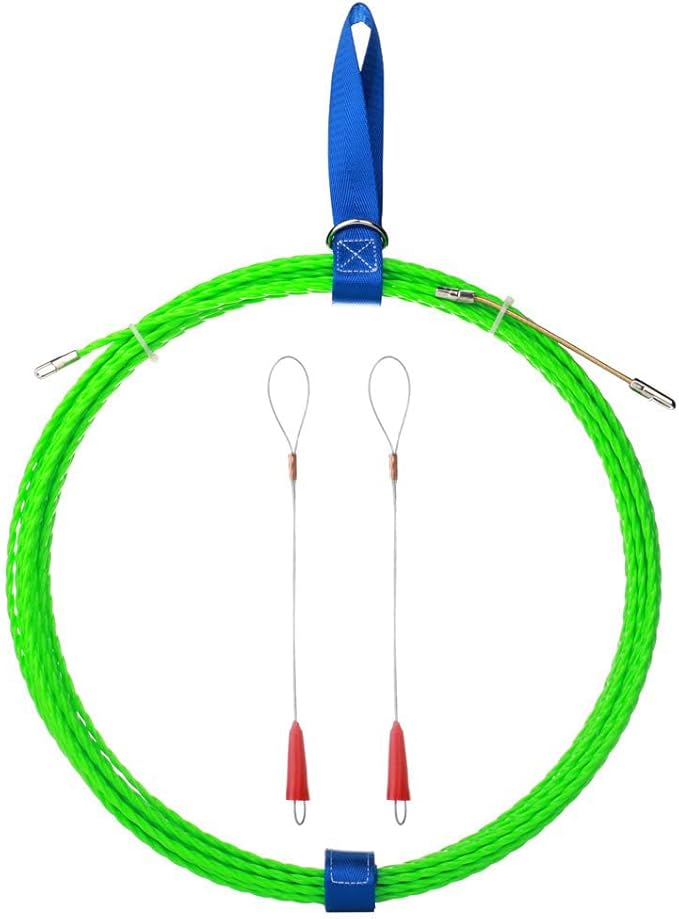 Fish Tape Wire Puller Through Wall Wire Threader Fish plus Fish Cable Fastener with Steel rope 49FT(15M)