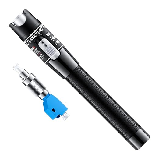 Visual Fault Locator,80-100KM Fiber Optic Cable Tester Meter, VFL Red Light Pen Light Source Testers(Black)