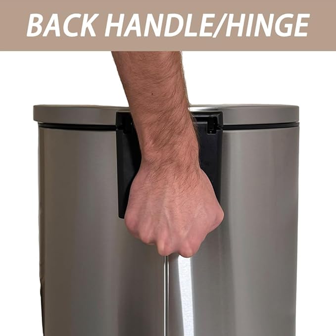 Kitchen Trash Can with Lid, 55 Liter/14.5 Gallon Semi Round Large Step Garbage Can, Soft Close Satin Stainless Steel Trash Bin for Bathroom Office