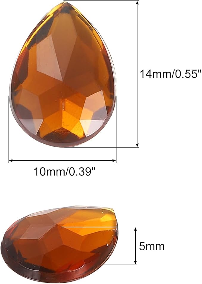 MECCANIXITY 50PCS Flat Back Acrylic Teardrop Gems 10x14mm Artificial Rhinestones - Image 2
