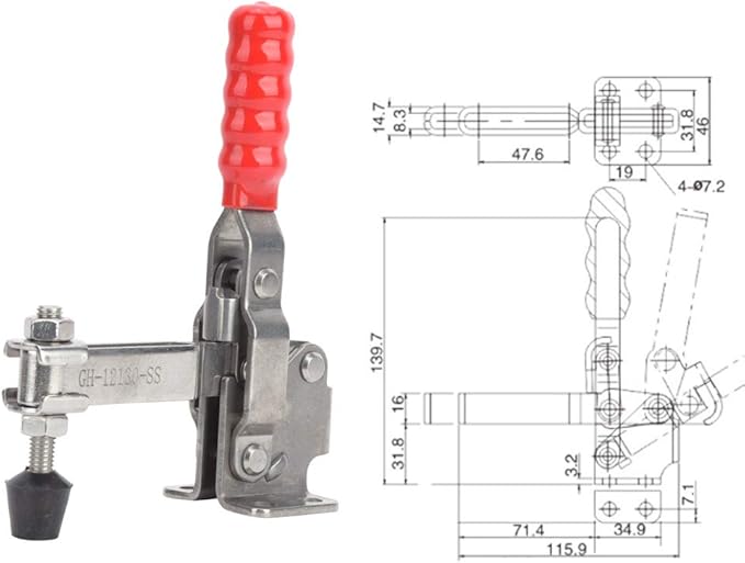 Quick Toggle Clamp, 304 Stainless Steel Hand Tool Welding Fixture 227KKG GH-12130-SS