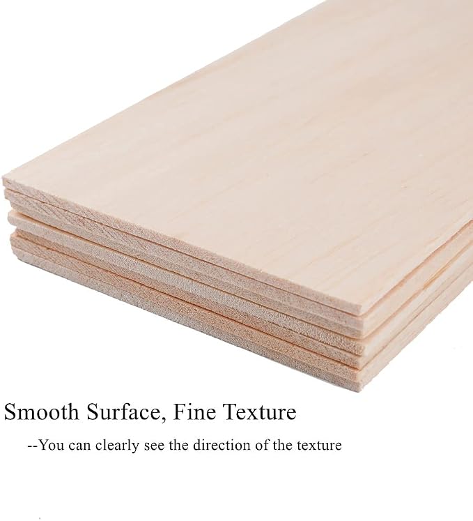 12 Pack Balsa Wood Sheets 1/12 x 4 x 6 Inch Cricut Unfinished Thin Wood Sheets - Image 2
