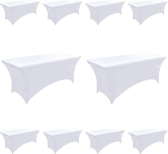 10-Pack 8ft White Spandex Table Covers by Unknown