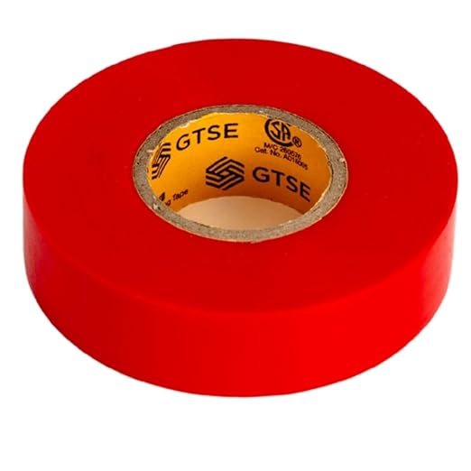 GTSE Red Electrical Tape, 10 Rolls – Waterproof, Industrial Grade Vinyl, 3/4 in x 66ft– Strong Self-Adhesive PVC Electric Tape for Wire Insulation, 7 Mil, 600V – UL/CSA Listed