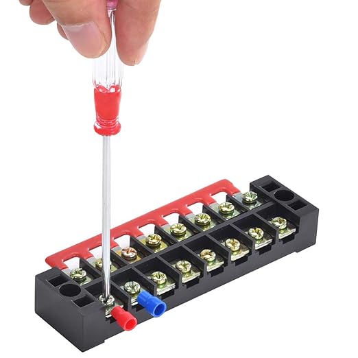 73Pcs(6Sets) Terminal Block Set, 6Pcs 8 Positions 600V 25A Dual Row Screw Terminal Strip Block + 6Pcs Pre-Insulated Terminals Barrier Strip + 60Pcs Insulated Fork Wire Connector by CGele…
