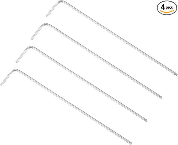 TOP-VIGOR 4Pcs 1/16" Ball End Hex Key Wrench, L Shaped Long Arm Allen Wrench for Household DIY, Professional Machine Repairing, CR-V