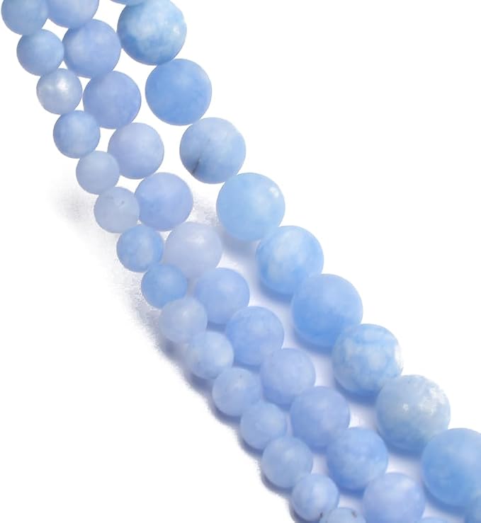 36pcs Natural Matte Light Blue Gemstone Beads，10mm Frosted Round Loose Stone - Image 5