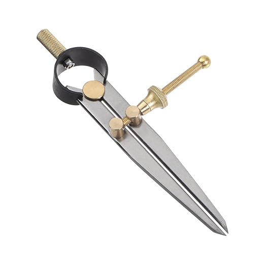 Spring Joint Caliper - [4 Inch] Carbon Steel Spring Divider Caliper with Brass Fulcrum for Metalworking Drawing Use, Flat Leg