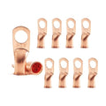 10pcs 2 AWG 3/8" Stud Copper Ring Terminals Battery Cable Ends Wire Lugs 2 Gauge Battery Cable Lugs Heavy Duty Cable Lugs Bare Copper Eyelets Tubular Ring Terminal Connectors