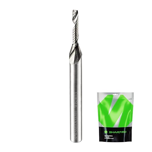 O Flute Upcut Spiral Router Bit 1/8 Inch Shank 1.5mm Inch Cutting Dia. Carbide Single Flute CNC Router Bit, Ideal for Aluminum, Plastic, Acrylic, Wood, MDF and PVC