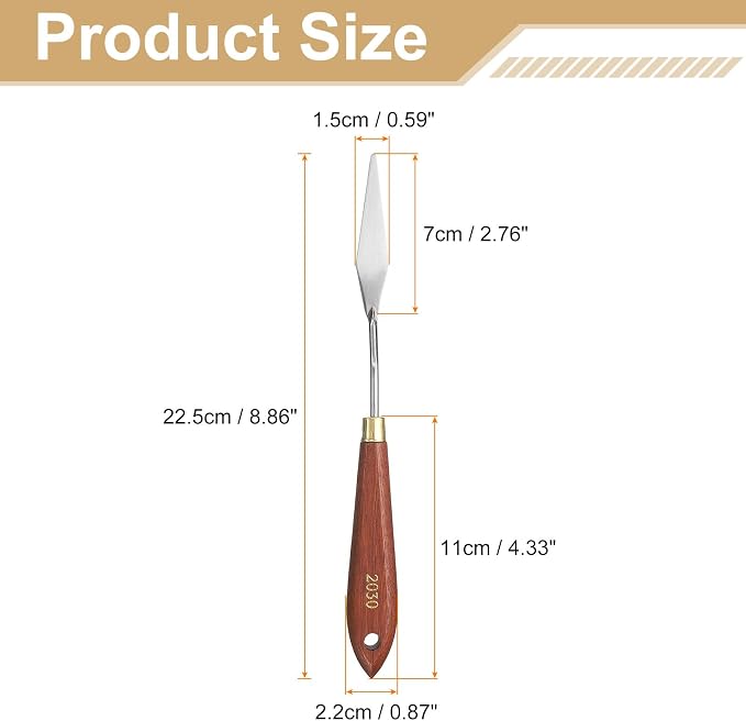 HARFINGTON Palette Knife Painting Tool 2.76" x 0.59" Stainless Steel Teardrop - Image 2