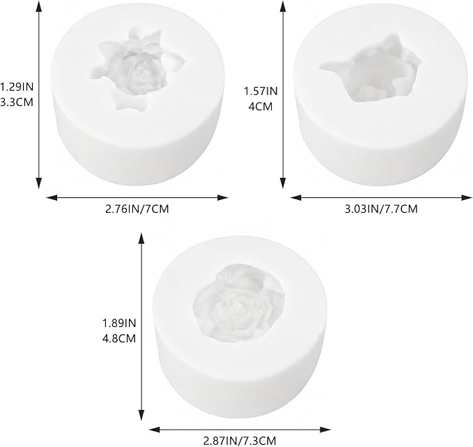 3Pcs 3D Jasmine Peony Flower Silicone Molds - Image 2
