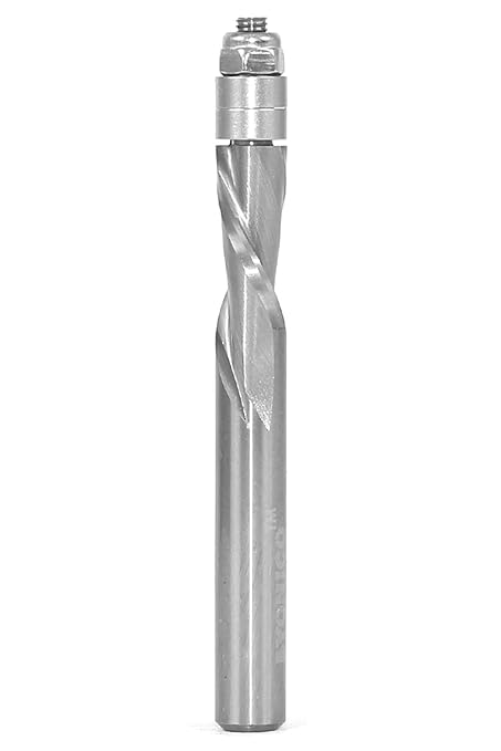 YONICO Solid Carbide Flush Trim Router Bit Spiral 1/4-Inch Downcut 1/4-Inch Shank 14118