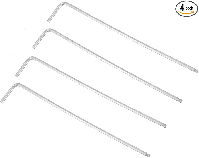 TOP-VIGOR 4Pcs 3/32" Ball End Hex Key Wrench, L Shaped Long Arm Allen Wrench for Household DIY, Professional Machine Repairing, CR-V