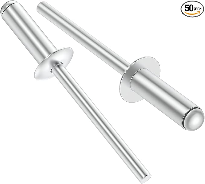 (50pcs) 1/4" x1" Aluminum Blind Rivets, 6.3 x 25mm Pop Rivets,Rivets for Metal,Silver-(VG10116)