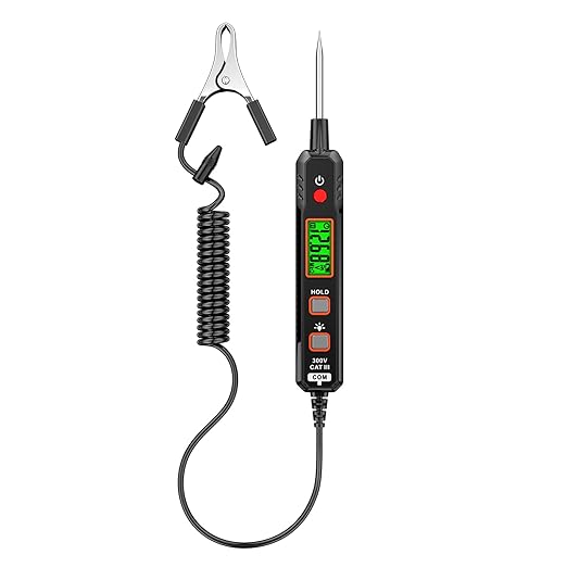 B1 Voltage Tester, Circuit Tester with Range DC 0.8V-100V, Continuity Testing, Electrical Tester with Flashlight, Buzzer Alarm for Car Battery Polarity Continuity Fuses