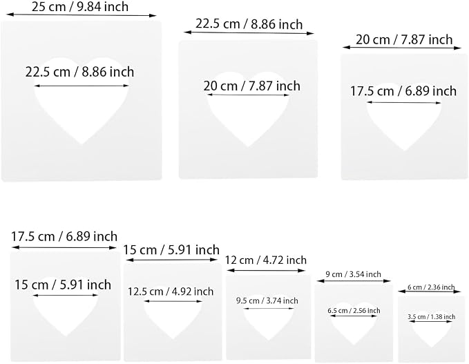 8 PCS Large Heart Stencil, Heart Stencils Different Sizes, Hearts Template - Image 3
