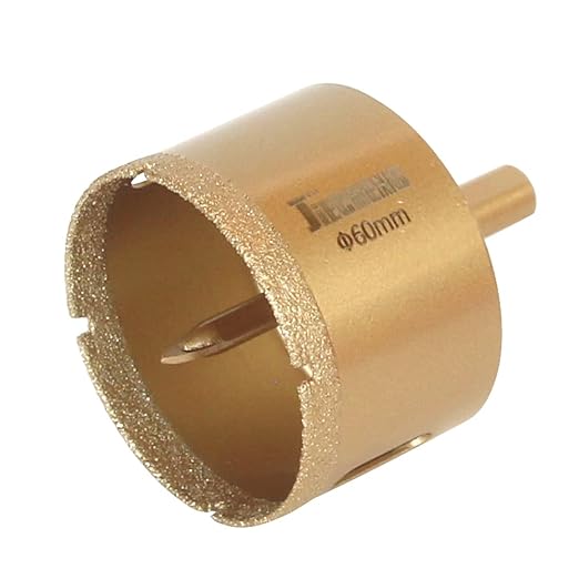 Brazed Diamond 2-3/8 inch Hole Saw with Center Drill Bit for Ceramic,Porcelain,Tile,Glass,Granite Quartz,Marble,Gemstone,Dry Drilling 60mm