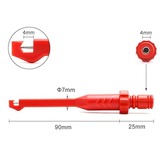 Electronic Wire Piercing Probe Clip for Automotive Diagnostic Tester Tool, Puncture Wire Back Probe Pins Insulation for Car Circuit Detection Black&Red, 2 Pack