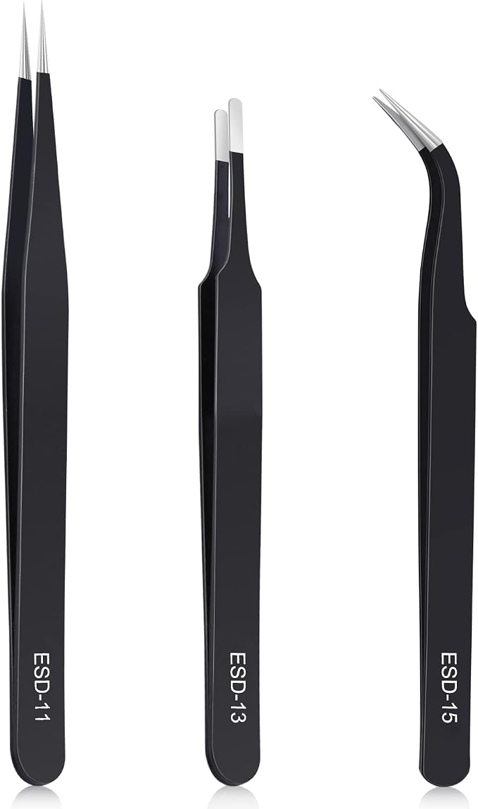 kaverme 3PCS Precision Tweezers Set, Upgraded Anti-Static Stainless Steel of by Unknown