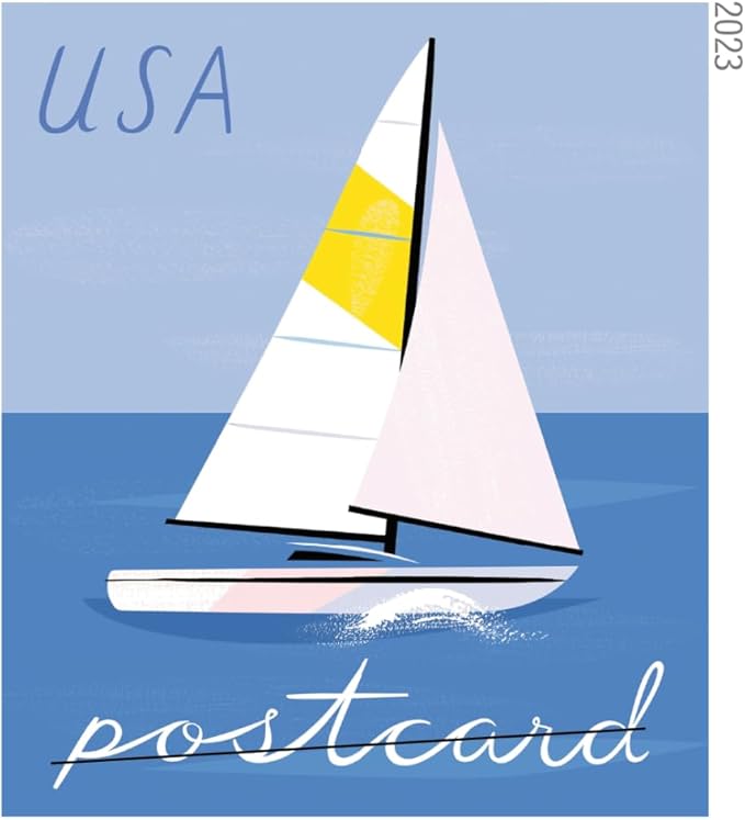 United States Postal Service Sailboats 2023 Blue Rectangular Postcard Stamps - Image 8