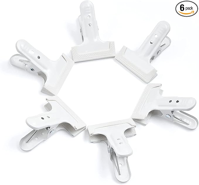 Backdrop Spring Clamps 6 Pack Large Heavy Duty Photography Backdrop 4" Clips for Background Backdrops Stand, Woodworking, Home Improvement (White)