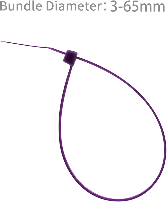 XINGO 100PCS Cable Zip Ties Heavy Duty, Premium Nylon Plastic Wire Ties with 50 Pounds Tensile Strength, Self-Locking Black Nylon Zip Ties for Indoor and Outdoor (10 inch, Purple)