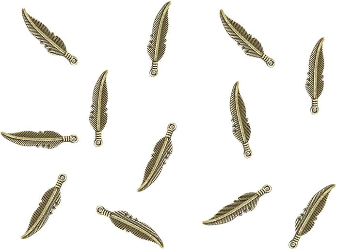 ALIMITOPIA 100pcs Alloy Feather Charms Pendants Easter Angel Wing Feather - Image 4