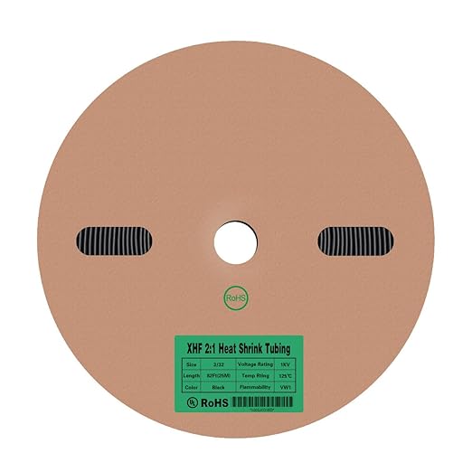 XHF UL Listed 55 FT 3/32" Heat Shrink Tubing Roll 2:1,Electrical Industrial Shrink Tube for Wire Insulation, RoHS Compliant Black