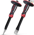 Masonry Chisel Set - 2-Piece Heavy Duty Pointed & Flat Rock Chisels 300x19mm | 40CR Steel Heat-Treated for Brick Concrete Stone - Demolition & Construction Tools