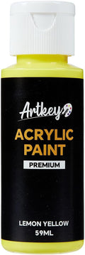 Artkey Lemon Yellow Acrylic Paint - 2oz/59ml Acrylic Paints Professional by Artkey
