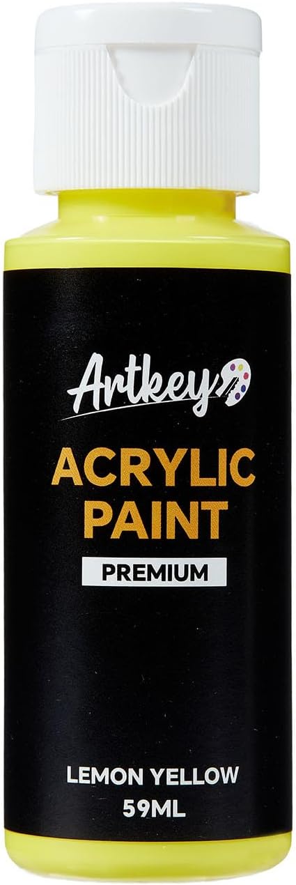 Artkey Lemon Yellow Acrylic Paint - 2oz/59ml Acrylic Paints Professional by Artkey