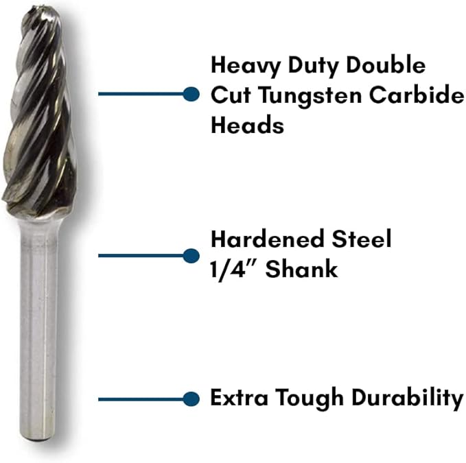 Benchmark Abrasives Ball Shape Premium Tungsten Carbide Burr with 1/4 Inch Shank Aluminum Cut Rotary Tool, Engraving Tool for Non-Metals Shaping Carving (SL-4NF)