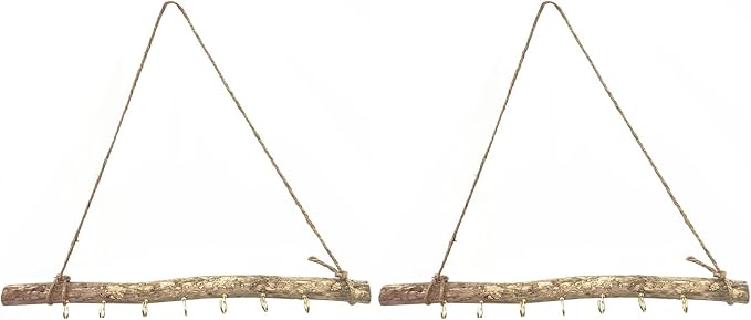 2 Pcs Decorative Floating Wall Shelves Coat Hooks Driftwood Branch Hook Branch by DD-life