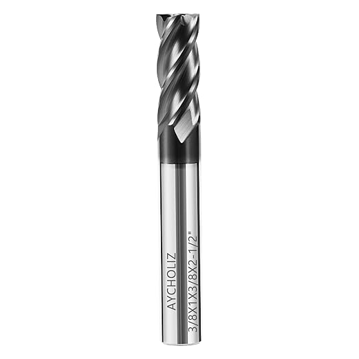 3/8" Carbide End Mill Bits Set for Alloy & Hardened Steels - Hrc55 Micro Grain, 4-Flute Milling Cutter with AlTiN Coating, CNC Router Bits, High-Performance Milling Bits