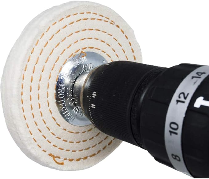 Benchmark Abrasives 4" Cotton Spiral Buffing Polishing Wheel for Bench Grinder with 1/4" Mandrel, for Polishing Finishing Smoothing on Aluminum, Stainless Steel (Cotton Spiral)