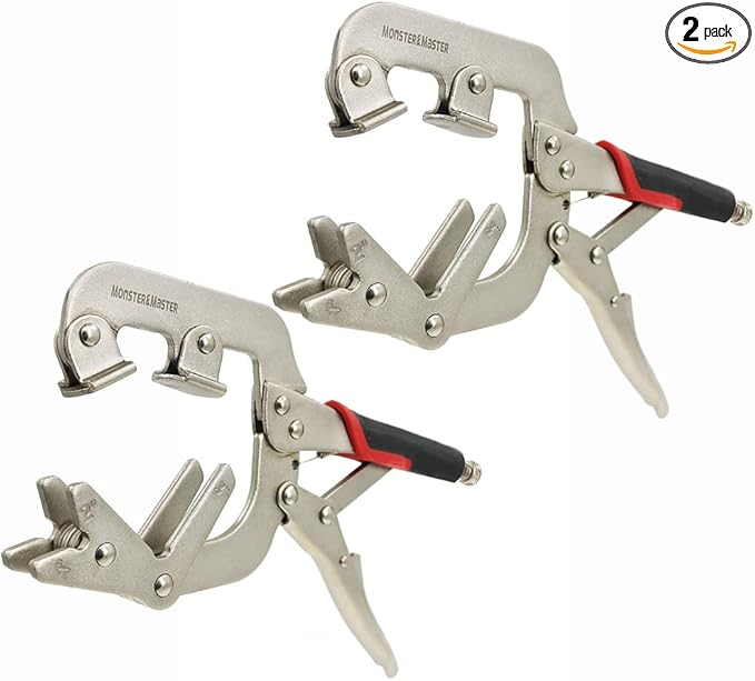 Monster & Master Welding Pipe Plier Clamp, Fast Release, C-Clamp Locking with Large V-Pads, 10 Inch (2-Piece), ATHUS-MM-WLP-S9x2