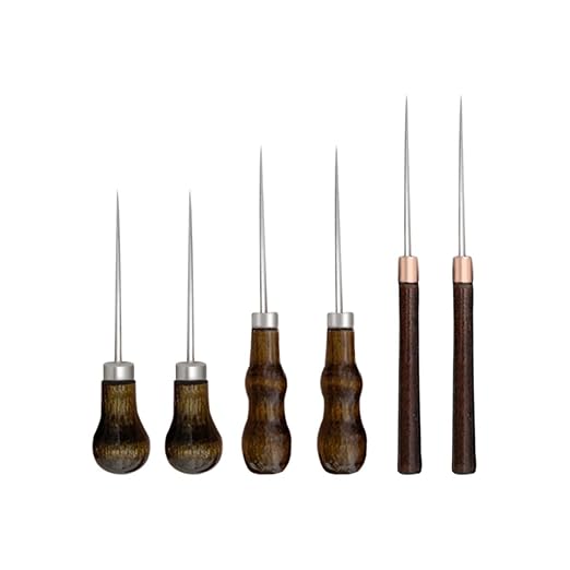 6 PCS Awl Tool, Leather Awl Punch Tool, Gourd Shape Handle Punch Tools for DIY Leather Sewing Punching