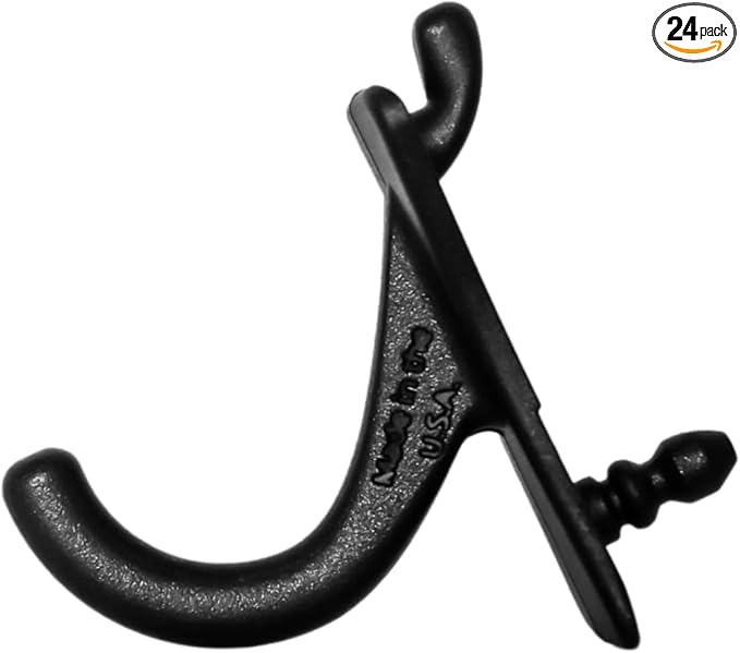 PegPro® J Hooks Kit for Modern Plastic or Metal Pegboard – Durable Plastic Pegboard Hooks - for Garage, Kitchen, Craft Room, and More (J Hook - 24 Pack, Black)