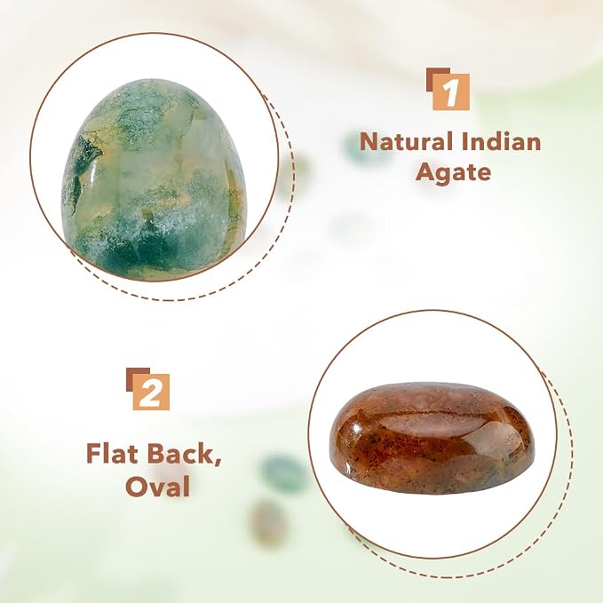 20Pcs Plastic Oval Moss Stone Flat Back Gemstone Stone 14x10mm Crystals - Image 5