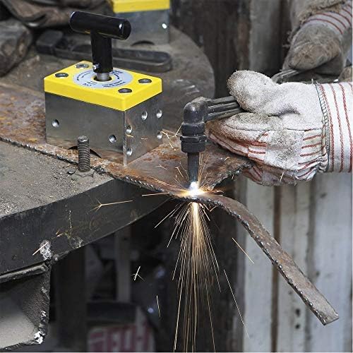 Magswitch MagSquare Magnetic Welding Square Base Clamp Holder for Welding Kit, Tools, Supplies and Accessories, Magnet Switch with On/Off Capabilities, yellow/Silver/Black, 1050 LBS