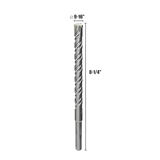 CSOOM SDS Plus Rotary Hammer Drill Bit 1/2"x8.27", Professional Concrete Drill Bit for Concrete, Brick, Stone and Cement Walls