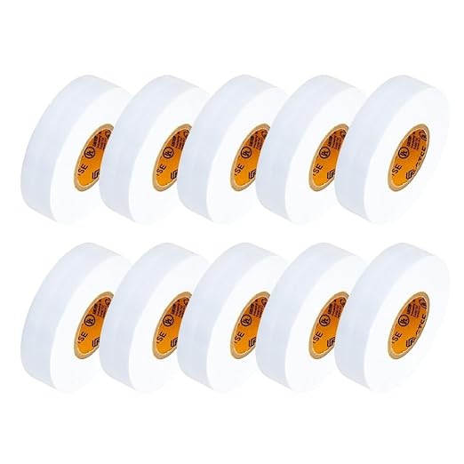 GTSE White Electrical Tape, 240 Rolls Bulk Box – Waterproof, Industrial Grade Vinyl, 3/4 in x 66ft– Strong Self-Adhesive PVC Electric Tape for Wire Insulation, 7 Mil, 600V – UL/CSA Listed