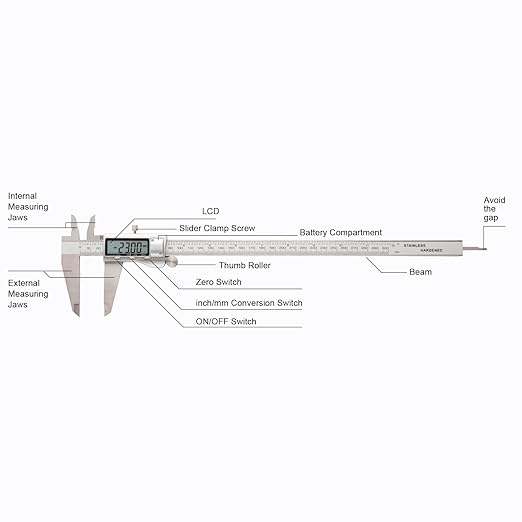 All-Metal Digital Caliper 0-12" Measuring Tool, Micrometer Caliper with Auto-Off Feature, Interchangeable Between inches and millimeters for DIY/Household and 3D Printing