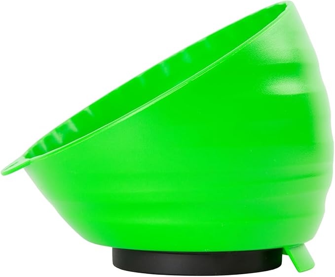 OEMTOOLS 25115 Green Magnetic Nut Cups, 2 Pack, Each Curved Magnetic Parts Tray Holds Up to 5 Pounds, Attaches To Metal Surfaces, Multi-Use Nuts And Bolts Organizer Set Made From Durable ABS Plastic