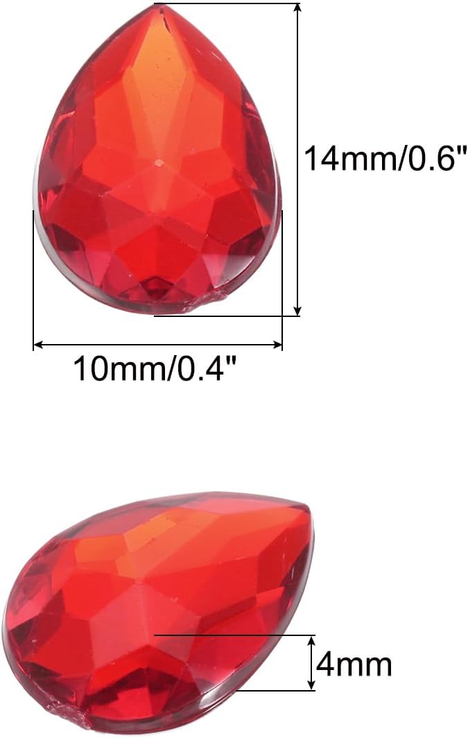 MECCANIXITY 50PCS Flat Back Acrylic Teardrop Gems 10x14mm Artificial Rhinestones - Image 2