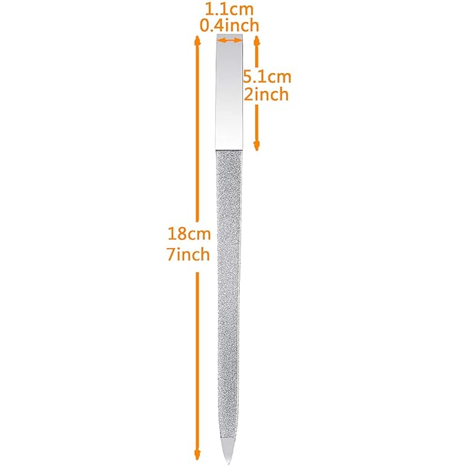 5 PCS Diamond Nail File Double Sided Metal Fingernail Manicure Files for Polish Nail, Removes Nail Ridges 7 Inches
