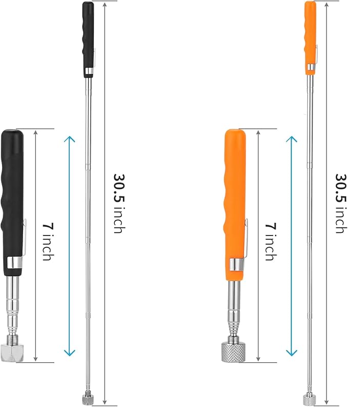 4 Pieces 20LBs Telescoping Magnetic Pickup Tool, with Pen Clip Design, Magnet Stick Rod Extendable 7" to 30.5" for Men, Birthday, Father's Day, Christmas Gift