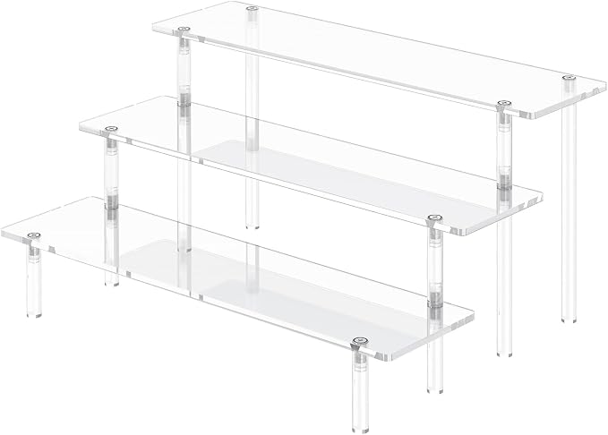 3 Tier Acrylic Display Risers, Large Perfume Organizer Stand | Clear Cupcake by Dooiclear